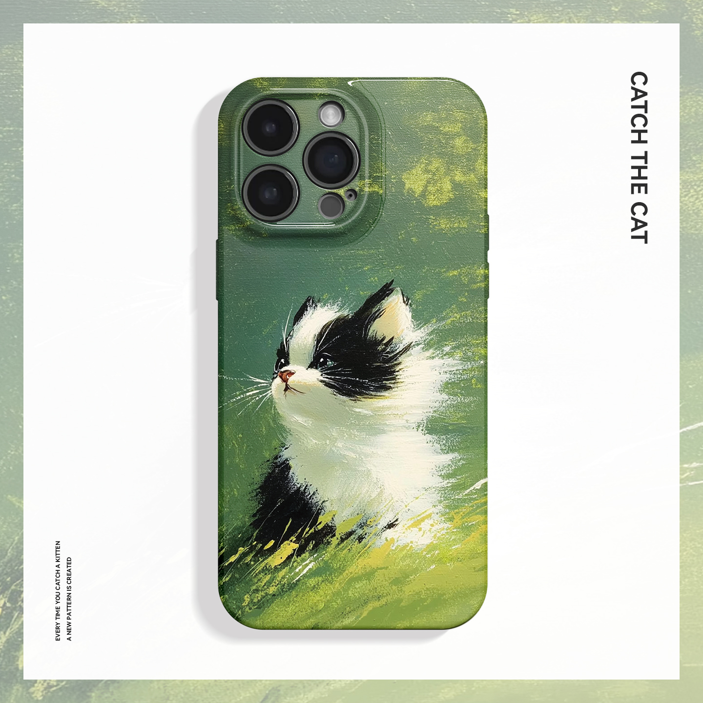 明眸~风中小猫油画艺术ins适用iPhone16/15pro手机壳新华为mate70小米14小众vivoS19软iqooneo10苹果14荣耀90
