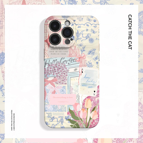 热爱~复古剪贴画报不撞壳适用iPhone16/15pro手机壳新款华为mate70小米14畅享70软iqooneo9苹果13荣耀200全包