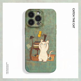 高帽子 卡通复古做旧ins适用苹果17promax手机壳iPhone16华为mate70小米15vivoS19小众iqooneo12猫oppofindx8