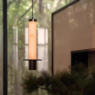 锦云床头吊灯卧室天然云石小吊灯客厅走廊过道玄关装饰吊线灯