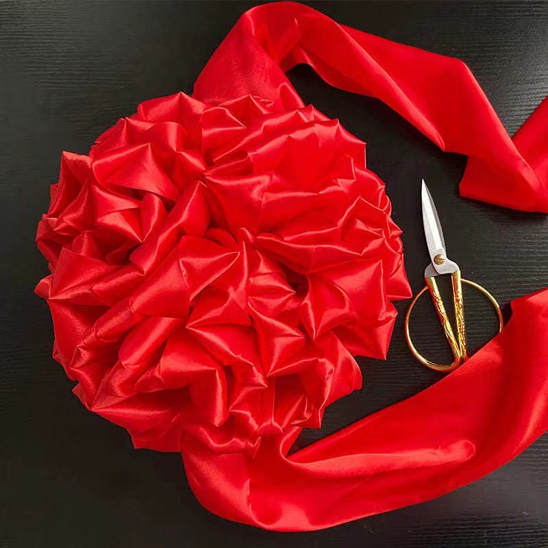 大红花球开业剪彩汽车新车交车付大红花红绸布结婚红绣球花球庆典