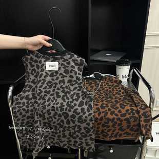 童装韩版豹纹破洞背心2024夏季男童个性上衣时尚宝宝宽松印花衫潮