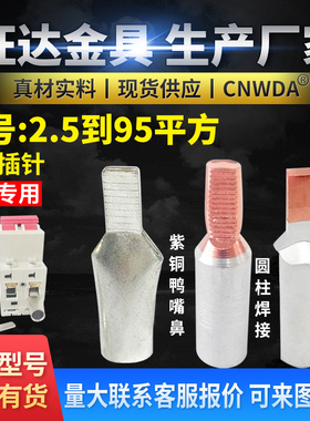 C45铜铝插针16 25 35 50 70平方鸭嘴型铜鼻子DZ47空开断路器插针