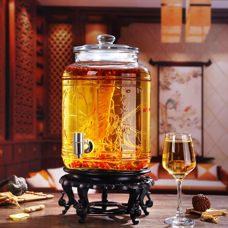 加厚玻璃带龙头密封泡酒瓶
