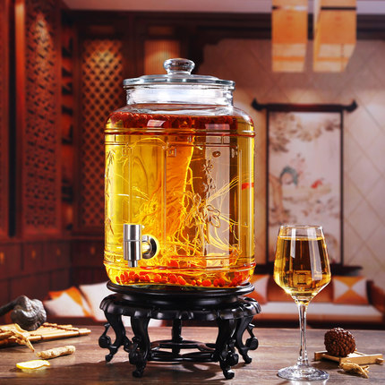 加厚玻璃泡酒瓶带龙头泡酒坛子密封罐人参瓶酿酒容器酒桶酒罐家用
