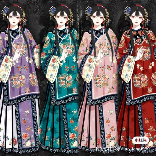 清汉女汉服戏文说舞蹈服格格服新中式国风马面裙清旗装晋商少奶奶