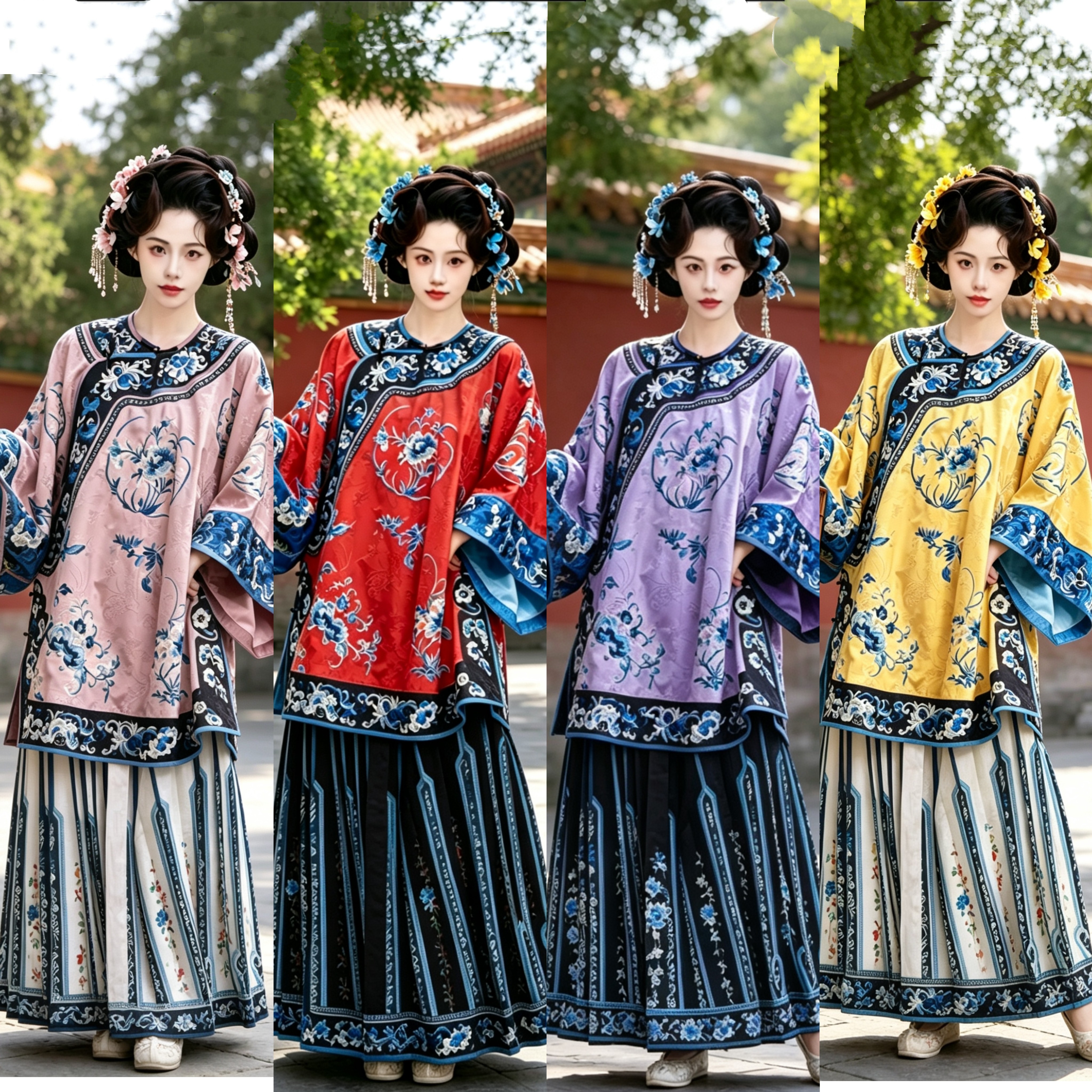 芸纱古典舞新中式宽松宫廷格格服马面裙套装戏文说演出舞蹈服拍照