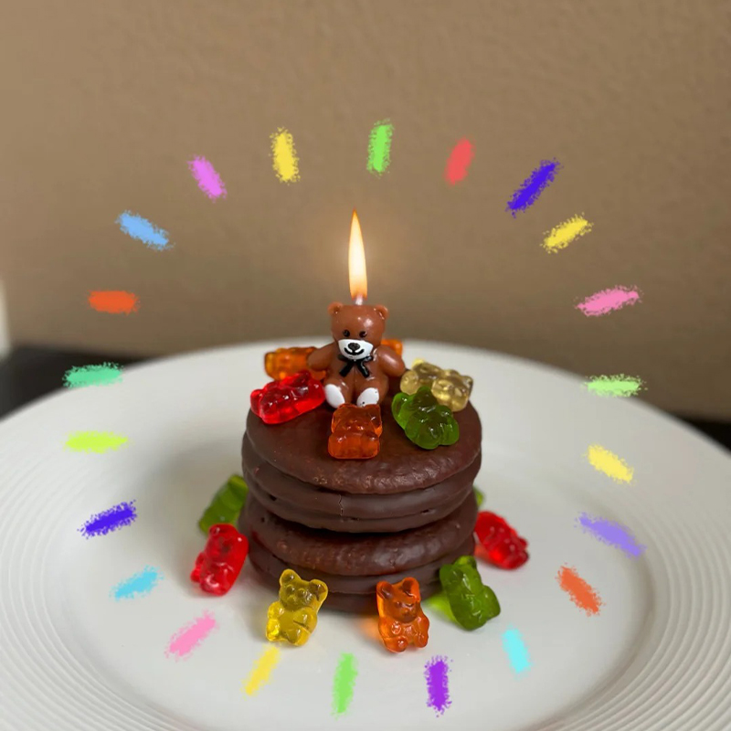 韩国ins风生日蛋糕蜡烛小熊卡通蜡烛儿童生日蜡烛烘焙甜品台插件