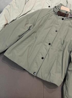 断码清仓BC秋冬新品皮扣设计立领宽松短款棉服保暖舒适外套