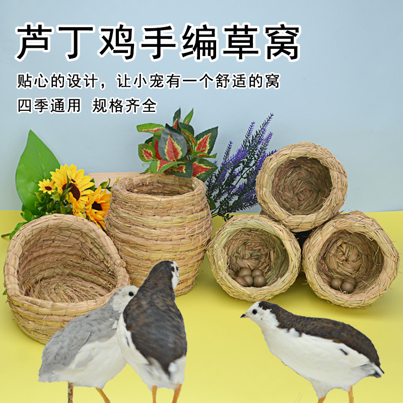 造景小鸡草编芦丁鹌鹑鸟窝下蛋笼卢丁饲养用品鸡窝专用房子箱草窝