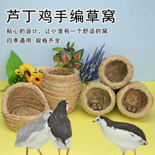 造景小鸡草编芦丁鹌鹑鸟窝下蛋笼卢丁饲养用品鸡窝专用房子箱草窝