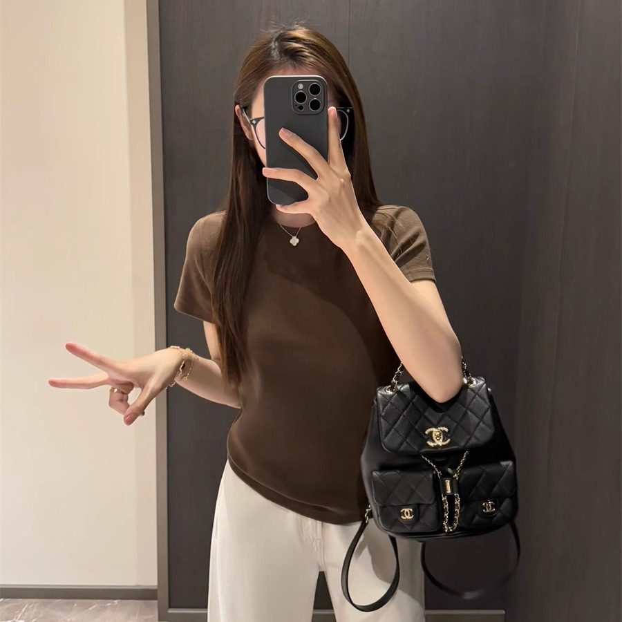 女装正肩显瘦圆领螺纹短袖t恤th家修身内搭打底上衣春夏新款高级