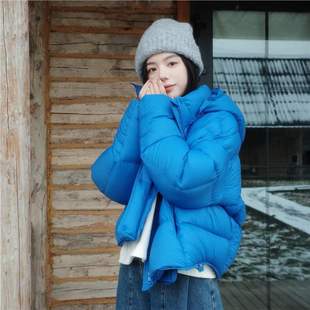 超好看 可溯源!90白鹅绒天蓝色连帽泡芙羽绒服外套25冬季短款加厚