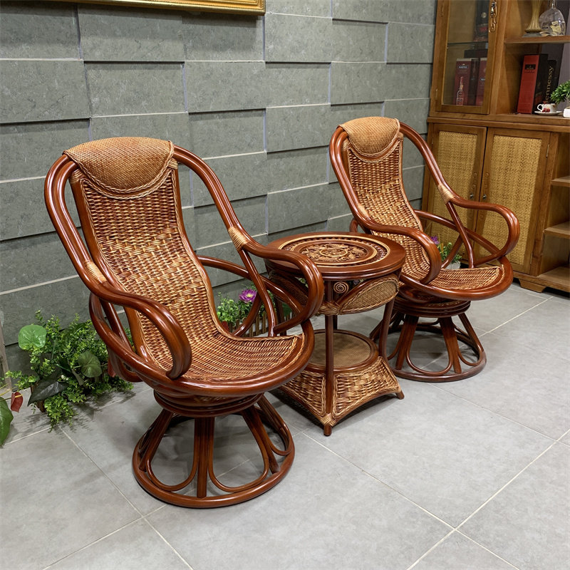 藤椅子高靠背转椅阳台茶桌椅组合三件套老人休闲真腾编椅久坐舒服,住宅家具,阳台椅,淘宝优惠券,粉丝福利购,淘宝优惠卷