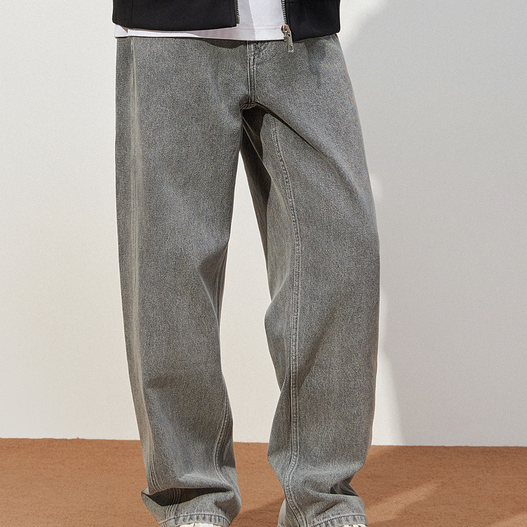 TRENDIANO2025秋冬新款全棉logo中直筒男款牛仔长裤 1SE406092D