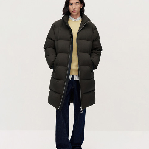 秋冬新款简约立领长款羽绒