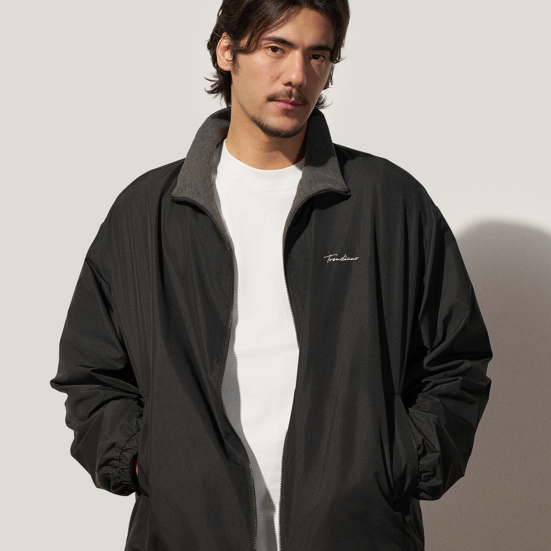 秋冬新款风衣料两面穿飞行夹克