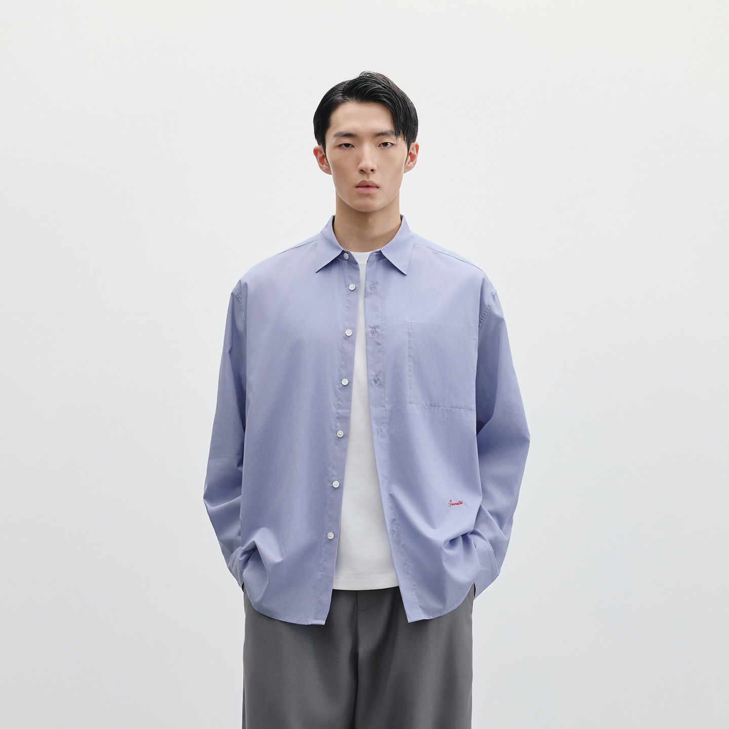 TRENDIANO2026新款春夏全棉男款质感休闲长袖衬衫 1MM101432H