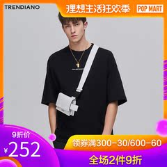 TRENDIANO潮牌2019新款春夏男装纯棉英文印花休闲圆领短袖T恤男