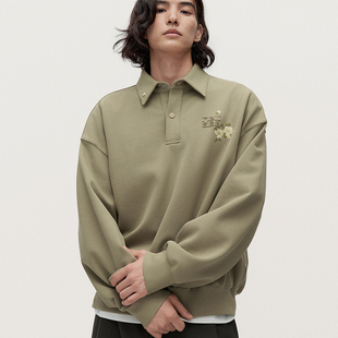 1ST1101000 套头卫衣 TRENDIANO2025秋冬新款 绣花POLO领男款