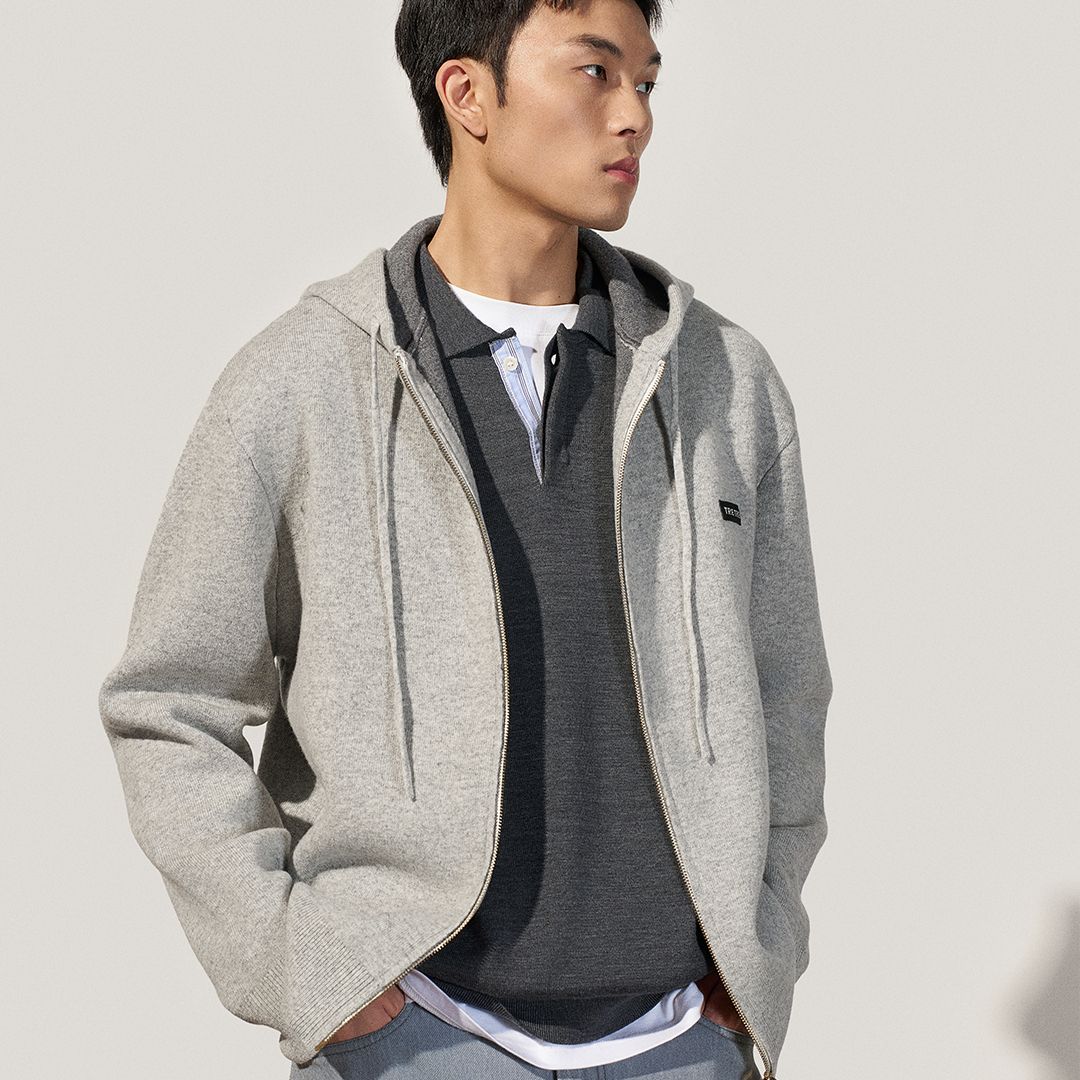 秋冬新款羊毛混纺开衫外套