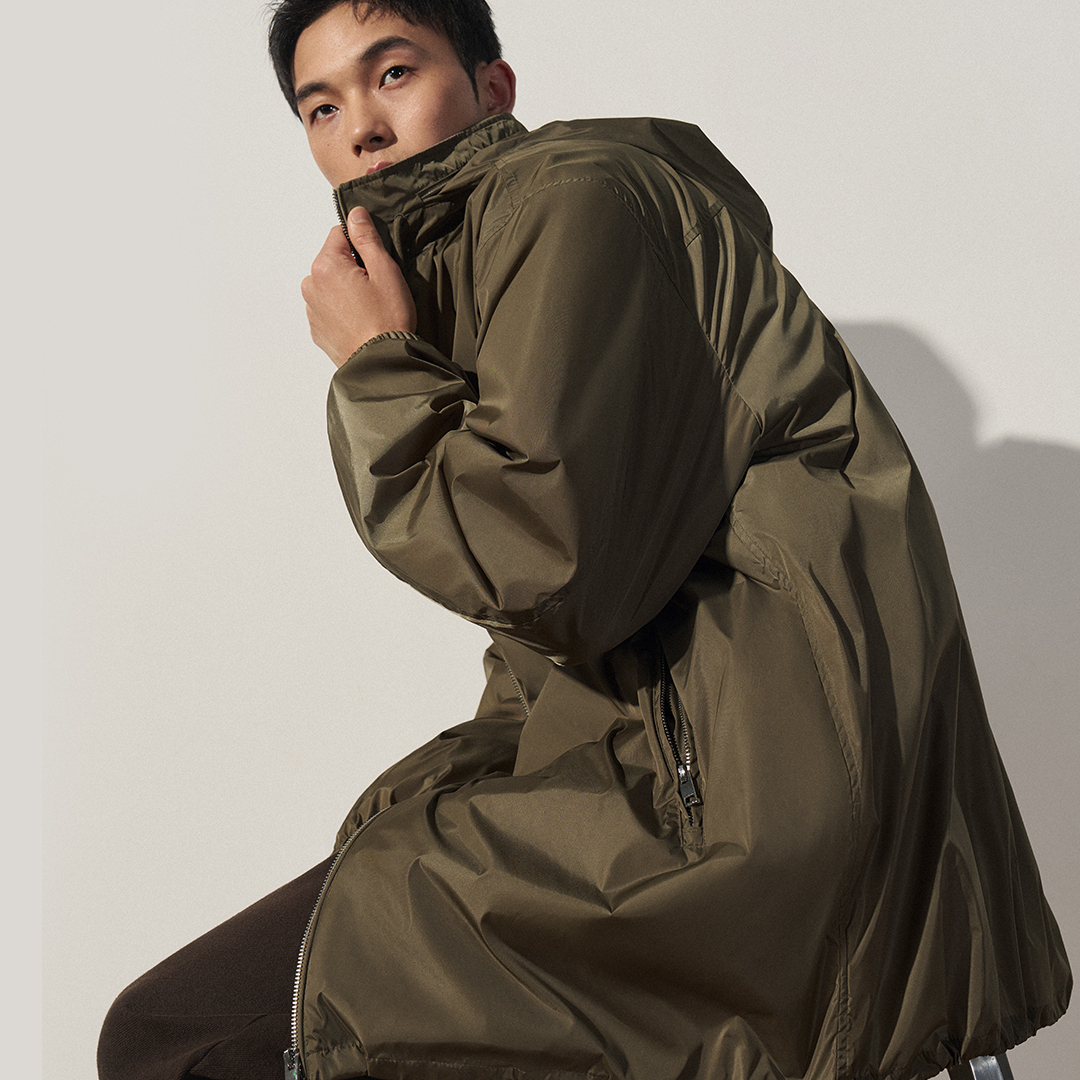 秋冬新款户外风衣料连帽开衫