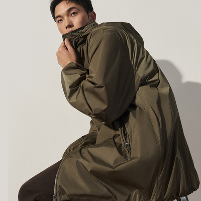 秋冬新款户外风衣料连帽开衫