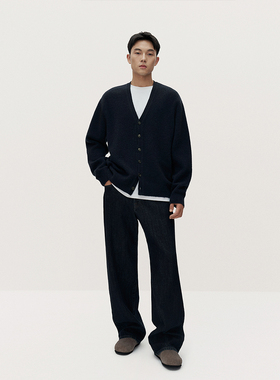 TRENDIANO2025新款复古水洗弹力棉百搭男款直筒牛仔裤 1SM1062100