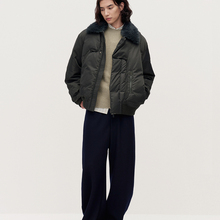 TRENDIANO2025秋冬新款白鸭绒设计感毛领男款羽绒服 1SM1330490