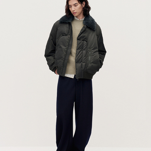 TRENDIANO2025秋冬新款白鸭绒可拆卸毛领男款羽绒服 1SM1330490