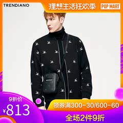 TRENDIANO潮牌2019新款春季男装潮流人物图案立领套头夹克棒球服