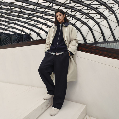 TRENDIANO2025冬季新款鸭绒撞色连帽长款男款羽绒服 1SM4330640