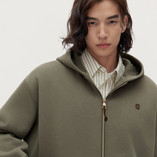 TRENDIANO2025新款涤棉连帽长袖男款卫衣拉链外套 1SM1100440