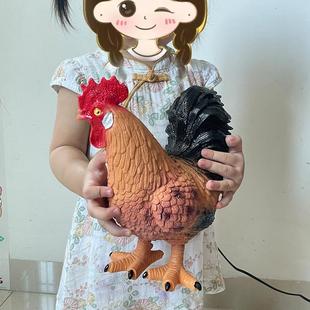 大号仿真家禽大公鸡软胶鸡鸭鹅农场牧场动物玩偶儿童认知模型摆件