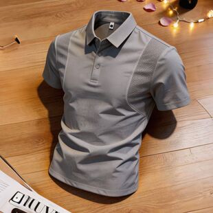 男速干t恤透气百搭修身 POLO衫 运动休闲拼接翻领短袖 2026春夏新款
