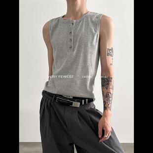 中性设计款 街头焦点 亨利领背心夏季 叠穿修身 T恤 VERY 无袖 FEWEST