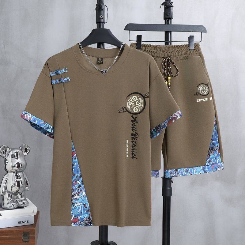 新中式中国风短袖夏季一整套休闲运动套装男生搭配两件套短裤一套,男装,休闲运动套装,淘宝优惠券,粉丝福利购,淘宝优惠卷