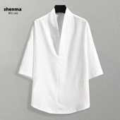 超薄款 唐装 t恤男士 小衫 冰丝垂感中国风男装 宽松大码 短袖 夏季