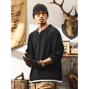 假两件美式复古重磅潮牌卫衣长袖T恤男秋季2025新款硬汉亨利衫