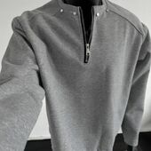 痞帅宽松休闲外套 T恤衫 半拉链华夫格卫衣男春秋美式 高街柳钉长袖