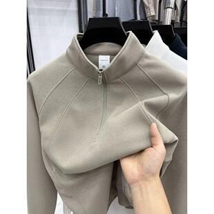 潮牌上衣男装 半拉链立领卫衣男士 款 T恤早秋新款 2025潮流套头长袖