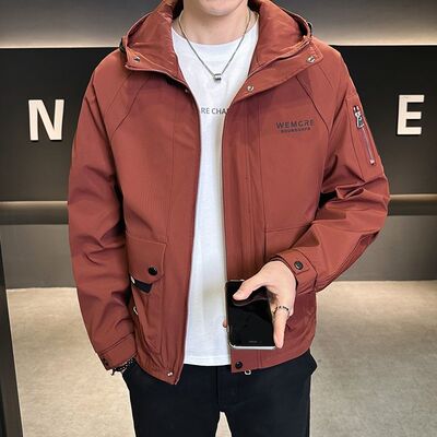男生春季穿搭薄款连帽夹克潮流百搭休闲上衣工装2025新款夹克衫