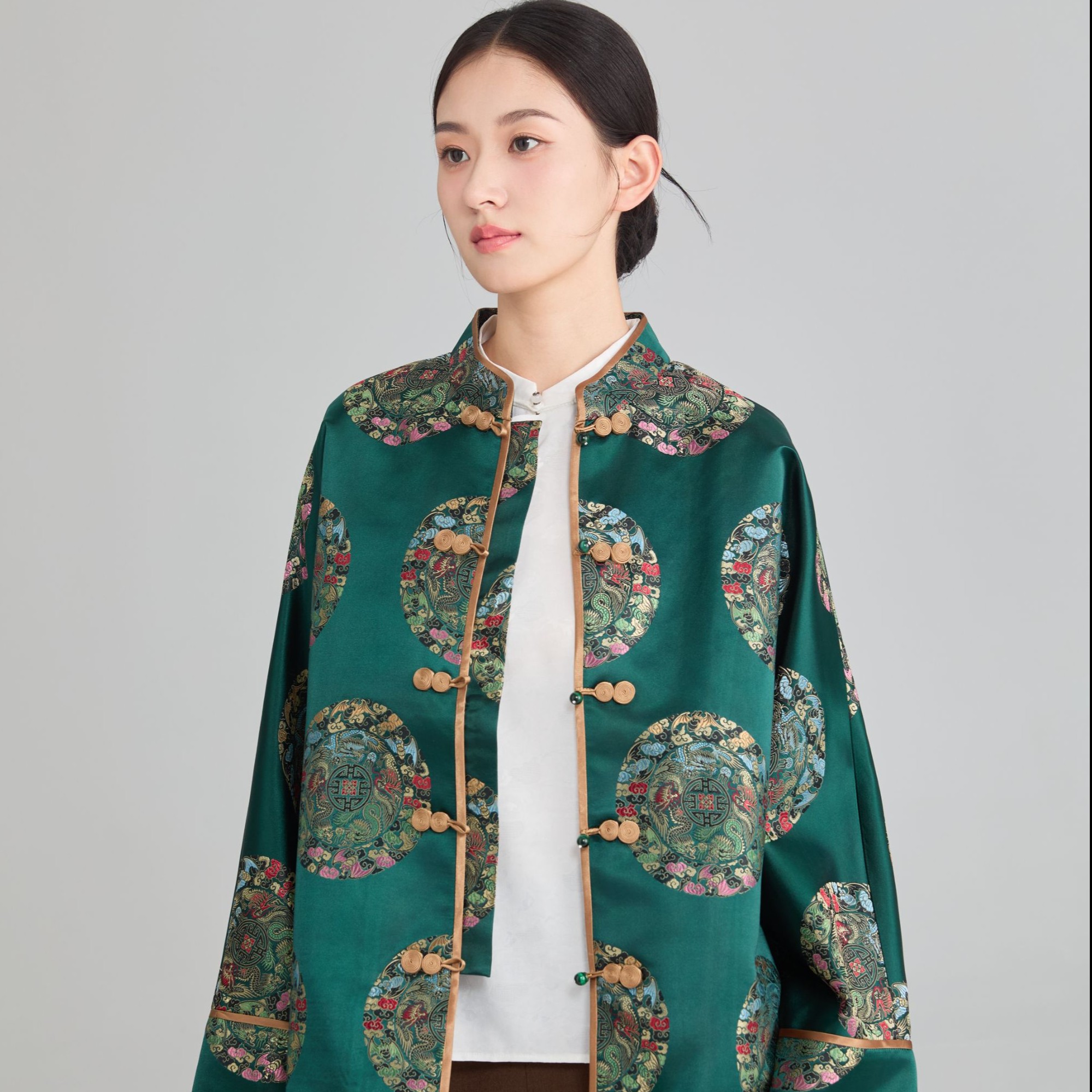 中国风复古提花对襟上衣