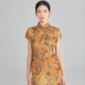 金凤呈祥 中国风复古手工盘扣立领旗袍