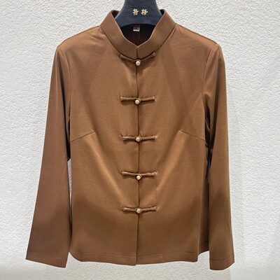 素心从简-中国风复古手工盘口对襟立领打底衫