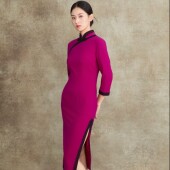 复古蕾丝边妈妈旗袍 日常连衣裙 国风优雅长袖