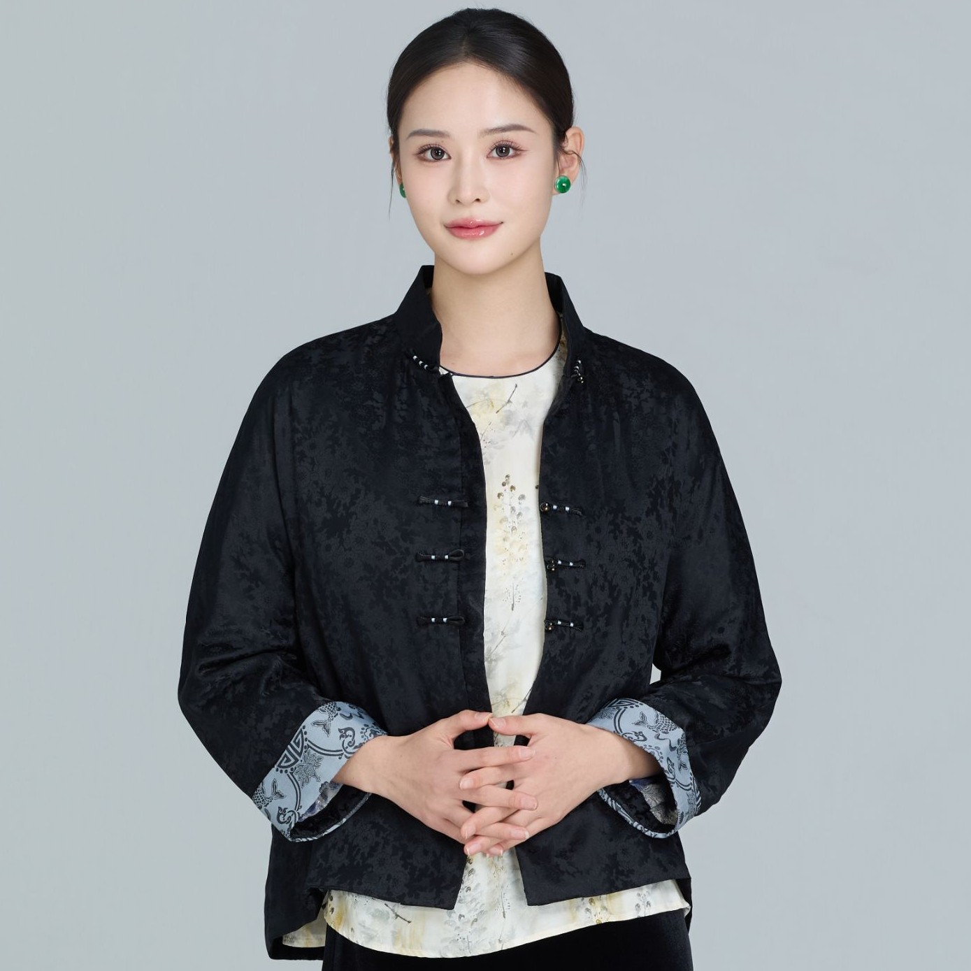 素心从简-中国风复古提花对襟立领棉服