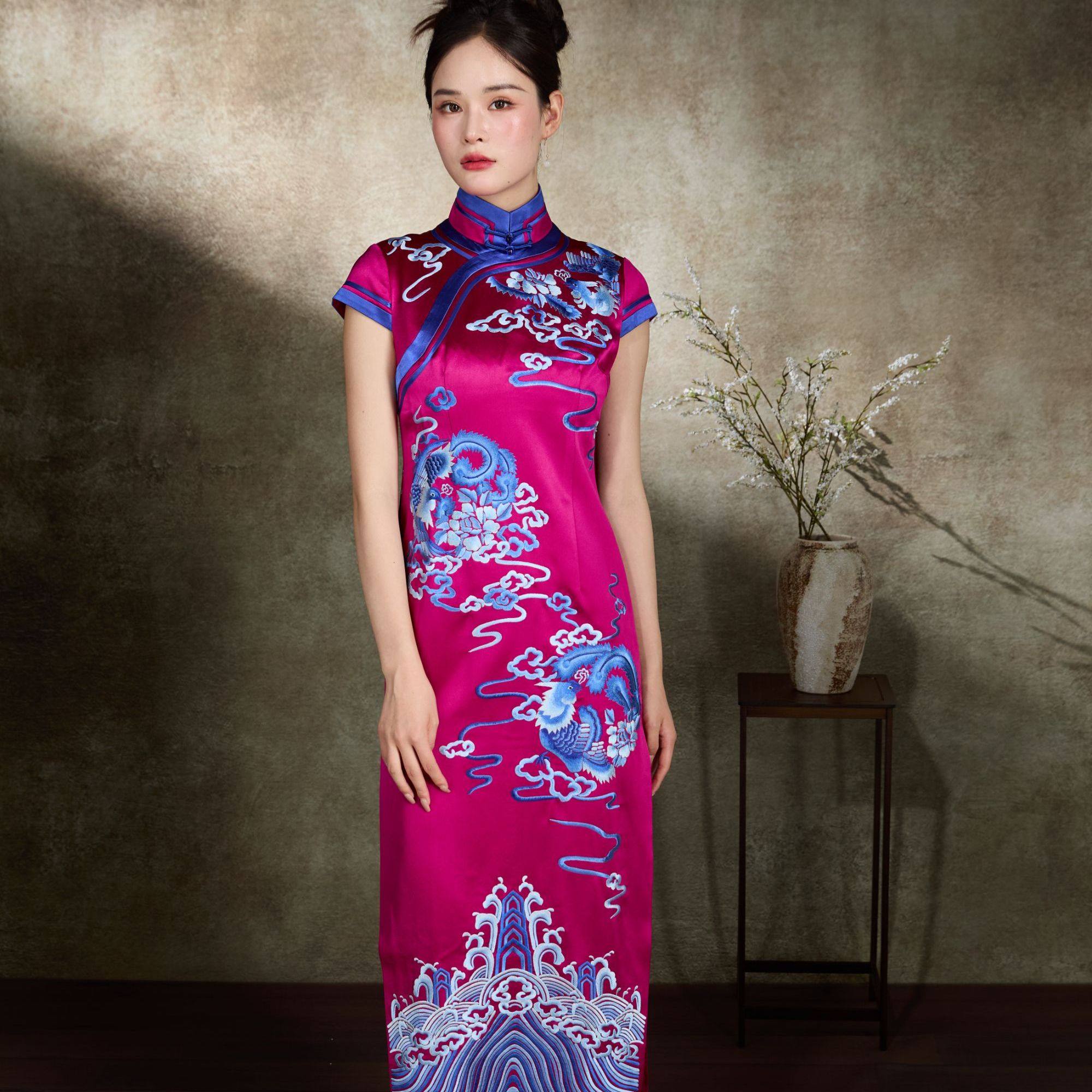 金凤呈祥-中国风复古重工刺绣立领长旗袍,女装/女士精品,旗袍,淘宝优惠券,粉丝福利购,淘宝优惠卷