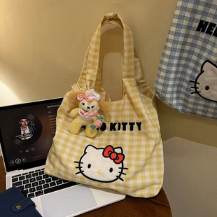柠檬奶黄！小个子友好帆布包！chao适合通勤的hellokitty托特包