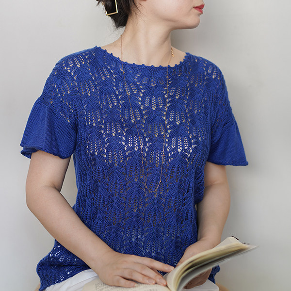 棕榈花套头衫 4根芙拉毛线材料包